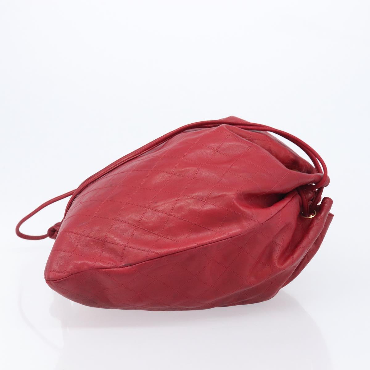 CHANEL Bicolore Shoulder Bag Lamb Skin Red Gold CC Auth bs37213