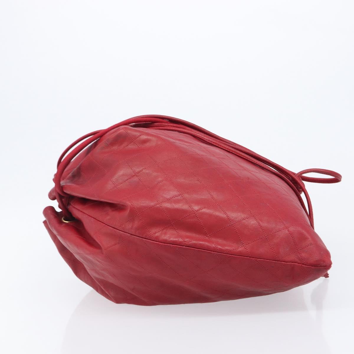 CHANEL Bicolore Shoulder Bag Lamb Skin Red Gold CC Auth bs37213