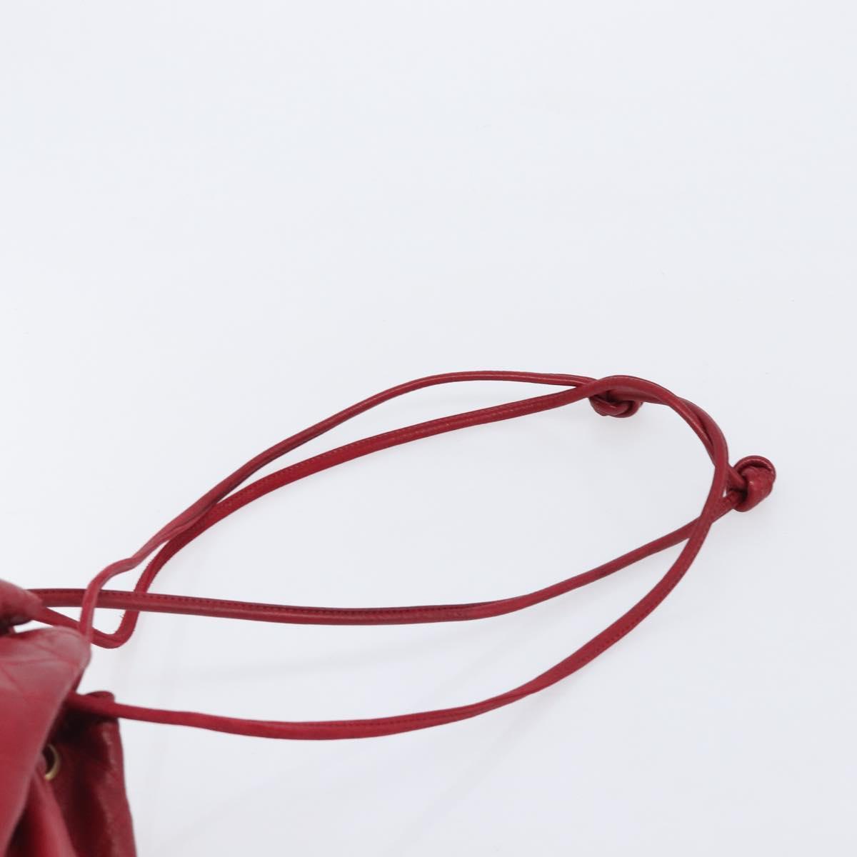 CHANEL Bicolore Shoulder Bag Lamb Skin Red Gold CC Auth bs37213
