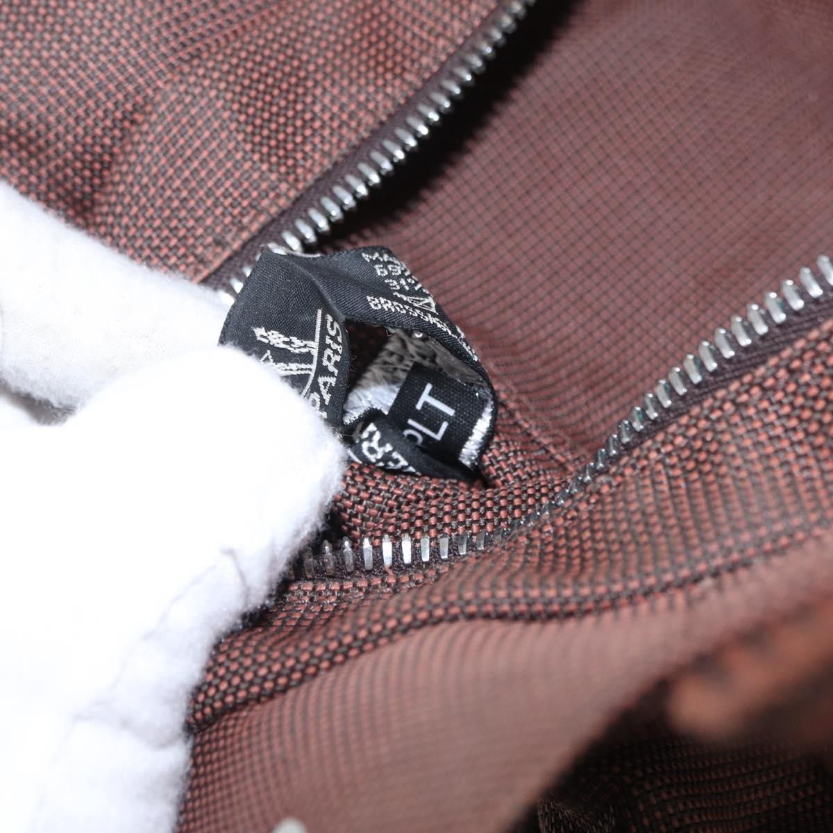 HERMES Her Line Tote PM Tote Bag Canvas Brown Silver Auth bs37214
