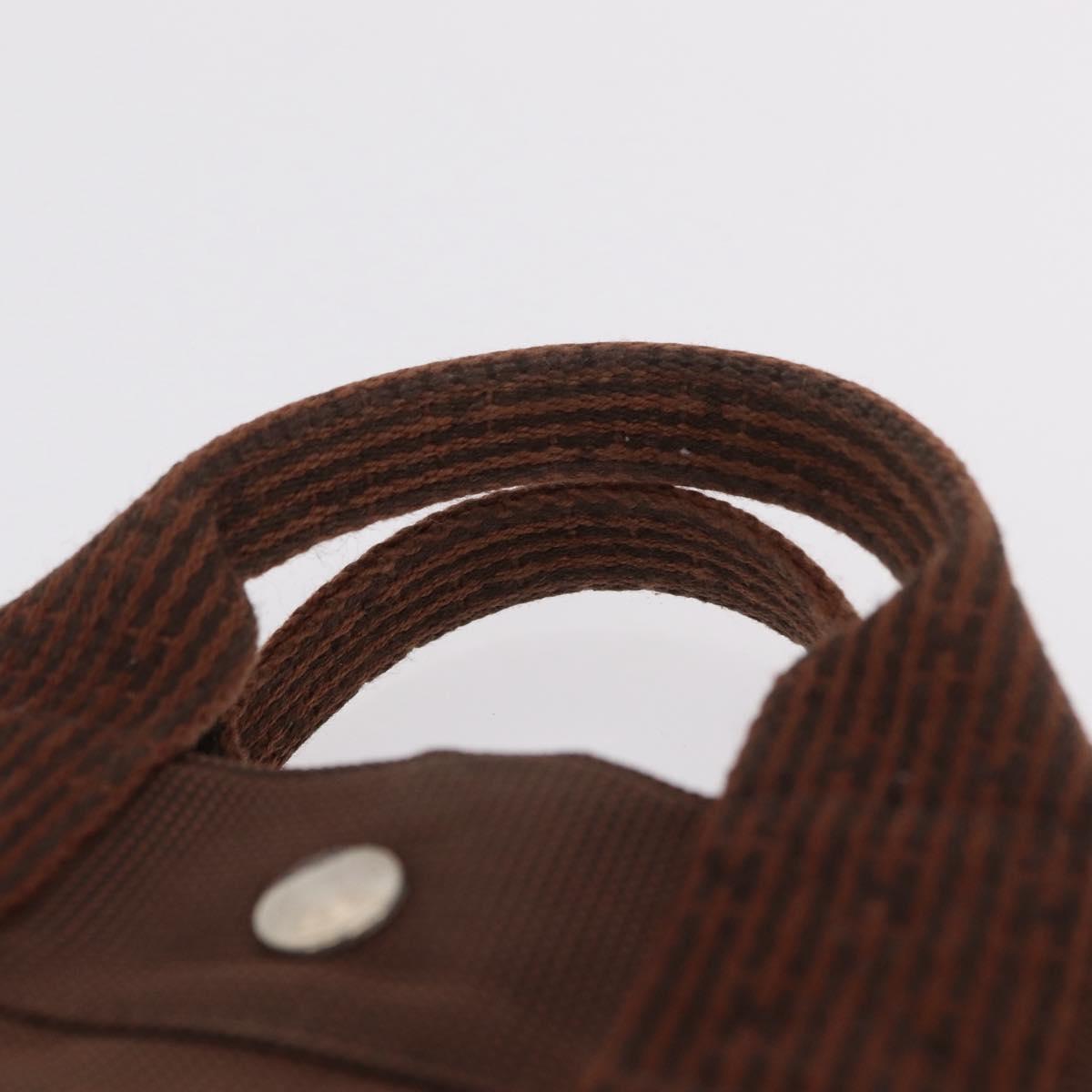 HERMES Her Line Tote PM Tote Bag Canvas Brown Silver Auth bs37214