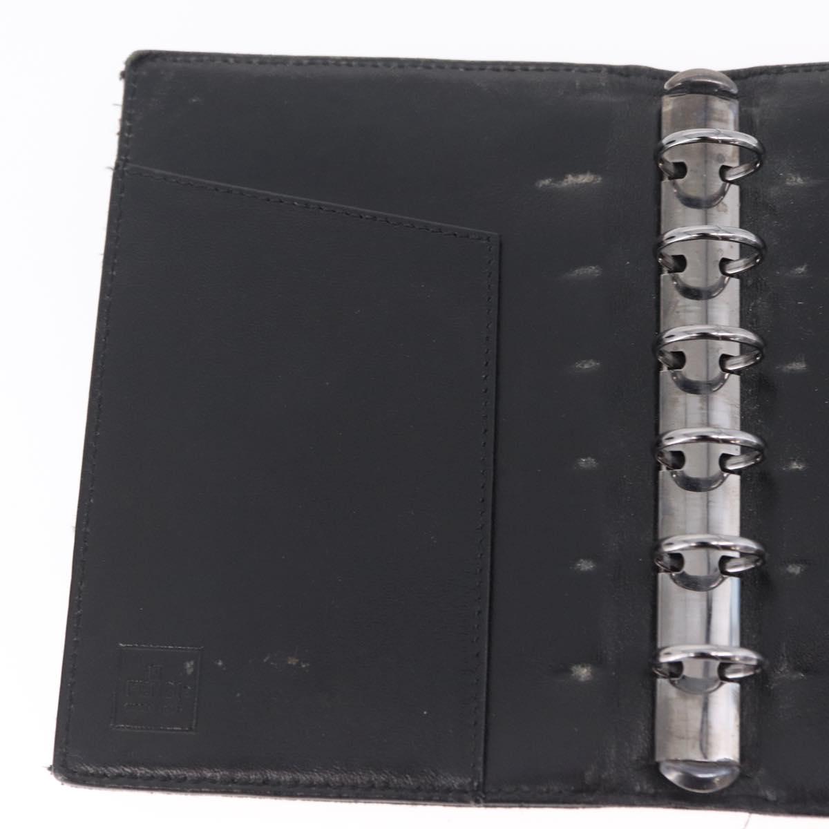 FENDI Zucchino Canvas Day Planner Cover Navy Silver Auth bs37215