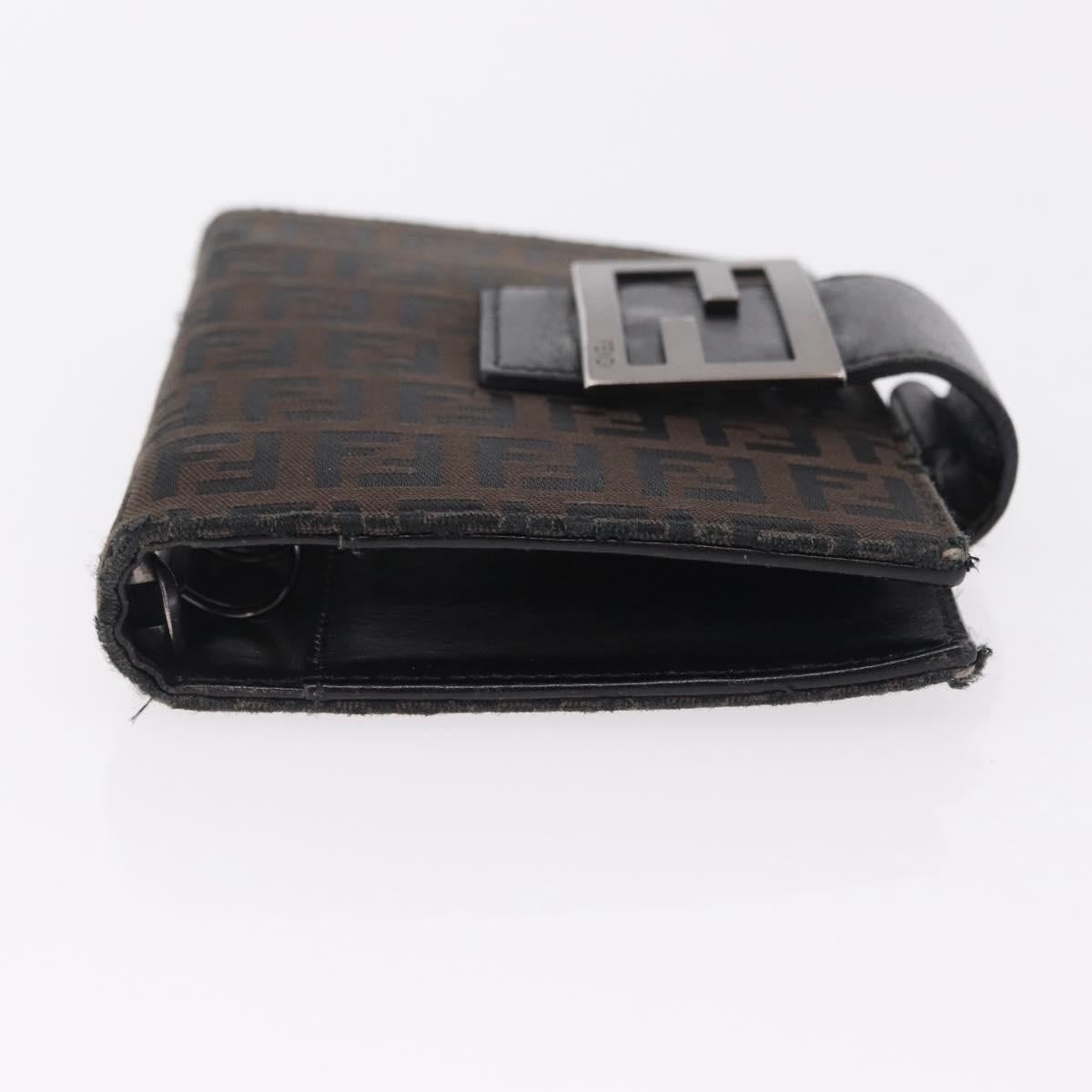 FENDI Zucchino Canvas Day Planner Cover Navy Silver Auth bs37215
