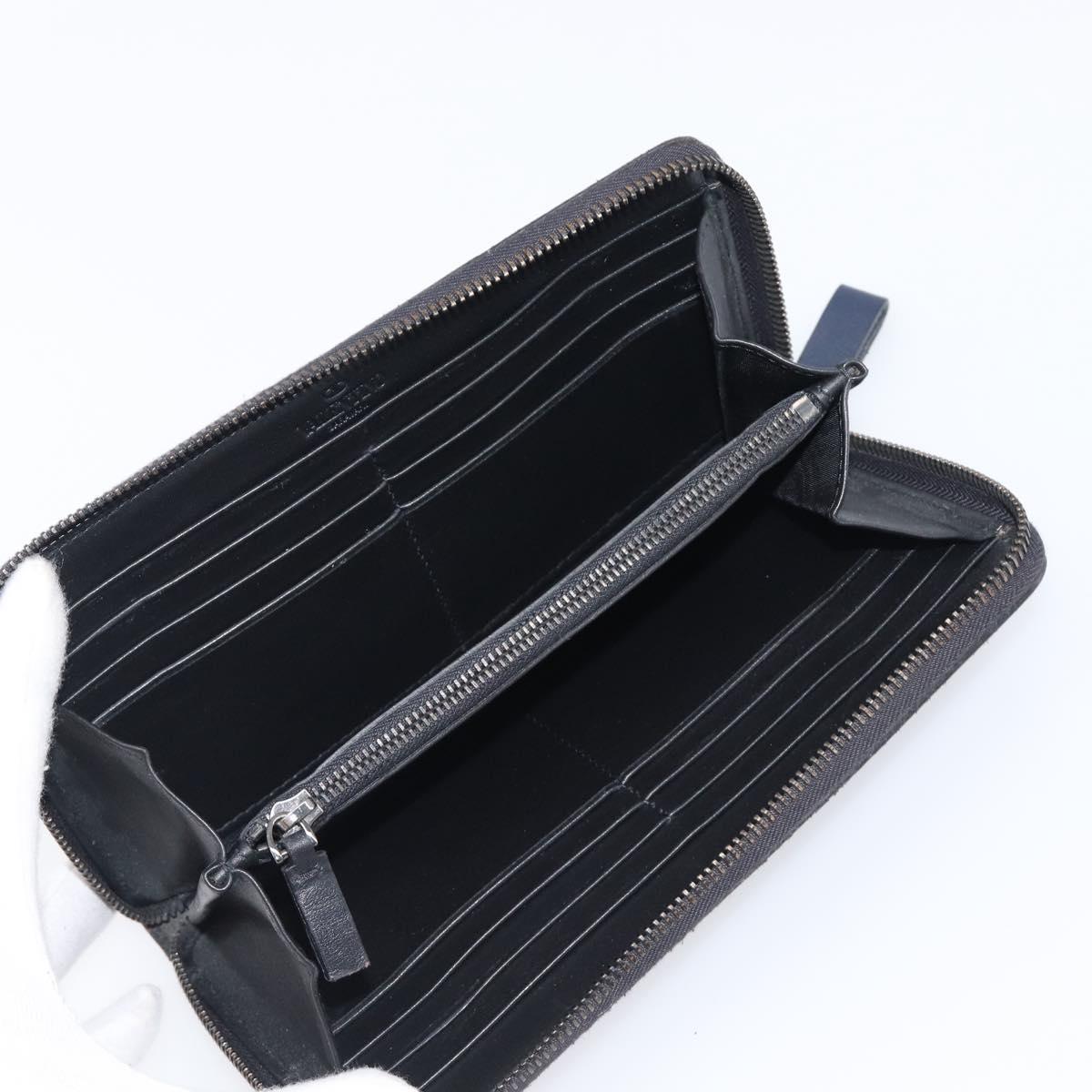 VALENTINO Long Wallet Canvas Navy Silver Auth bs37216
