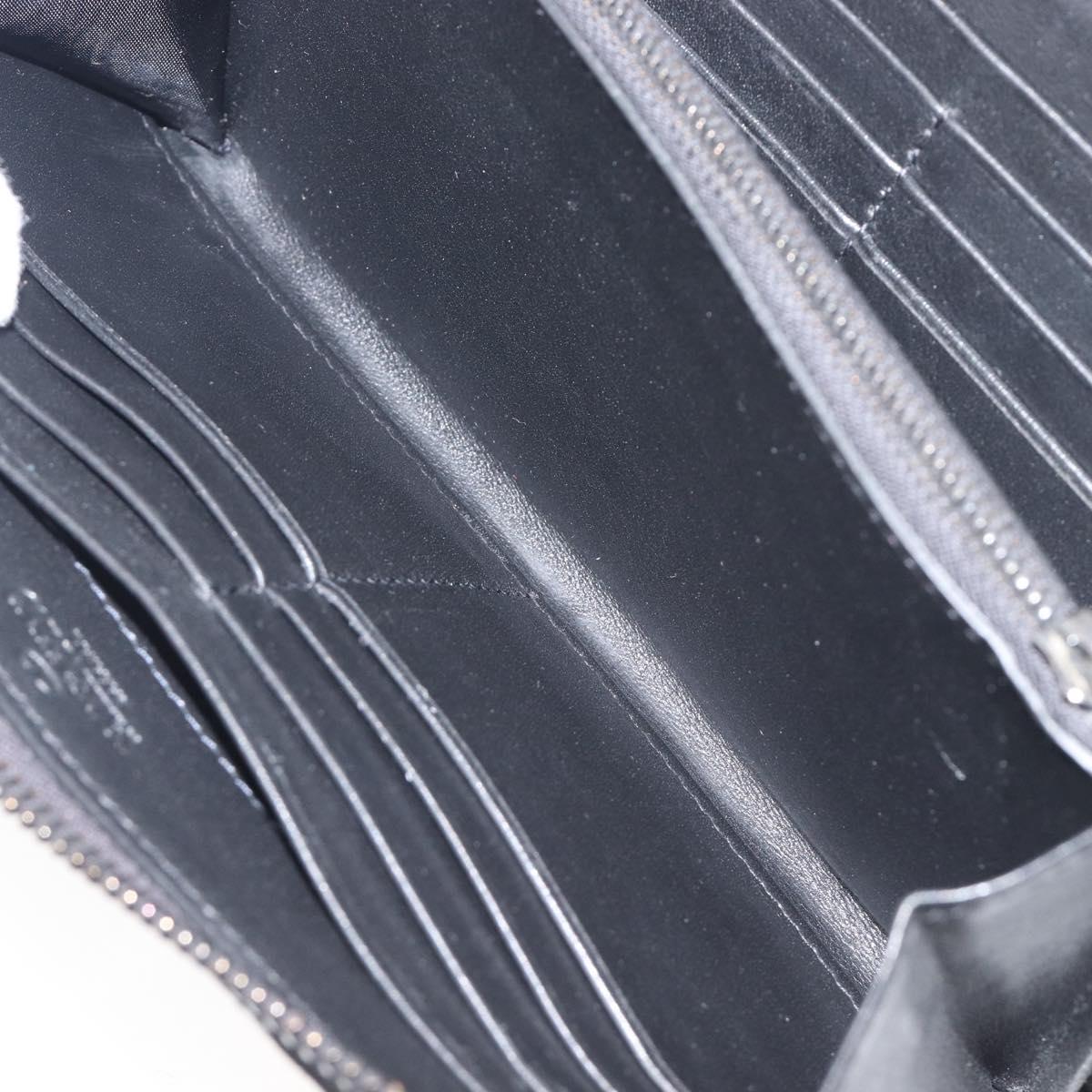 VALENTINO Long Wallet Canvas Navy Silver Auth bs37216