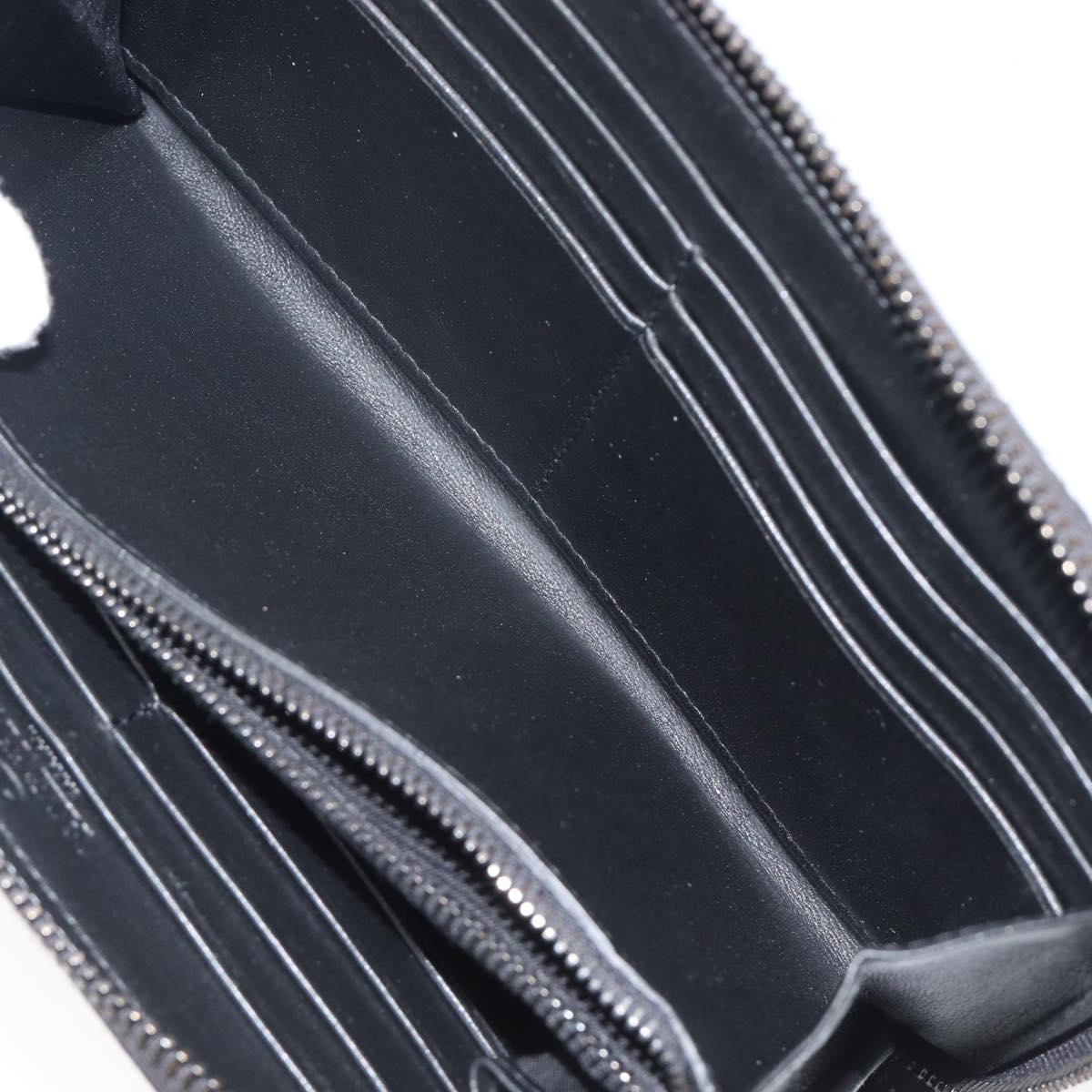 VALENTINO Long Wallet Canvas Navy Silver Auth bs37216