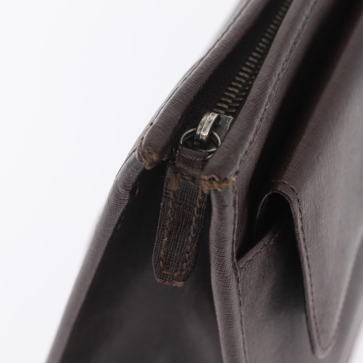 Gianni Versace Clutch Bag Leather Brown Auth bs37217