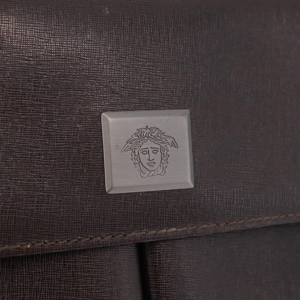Gianni Versace Clutch Bag Leather Brown Auth bs37217