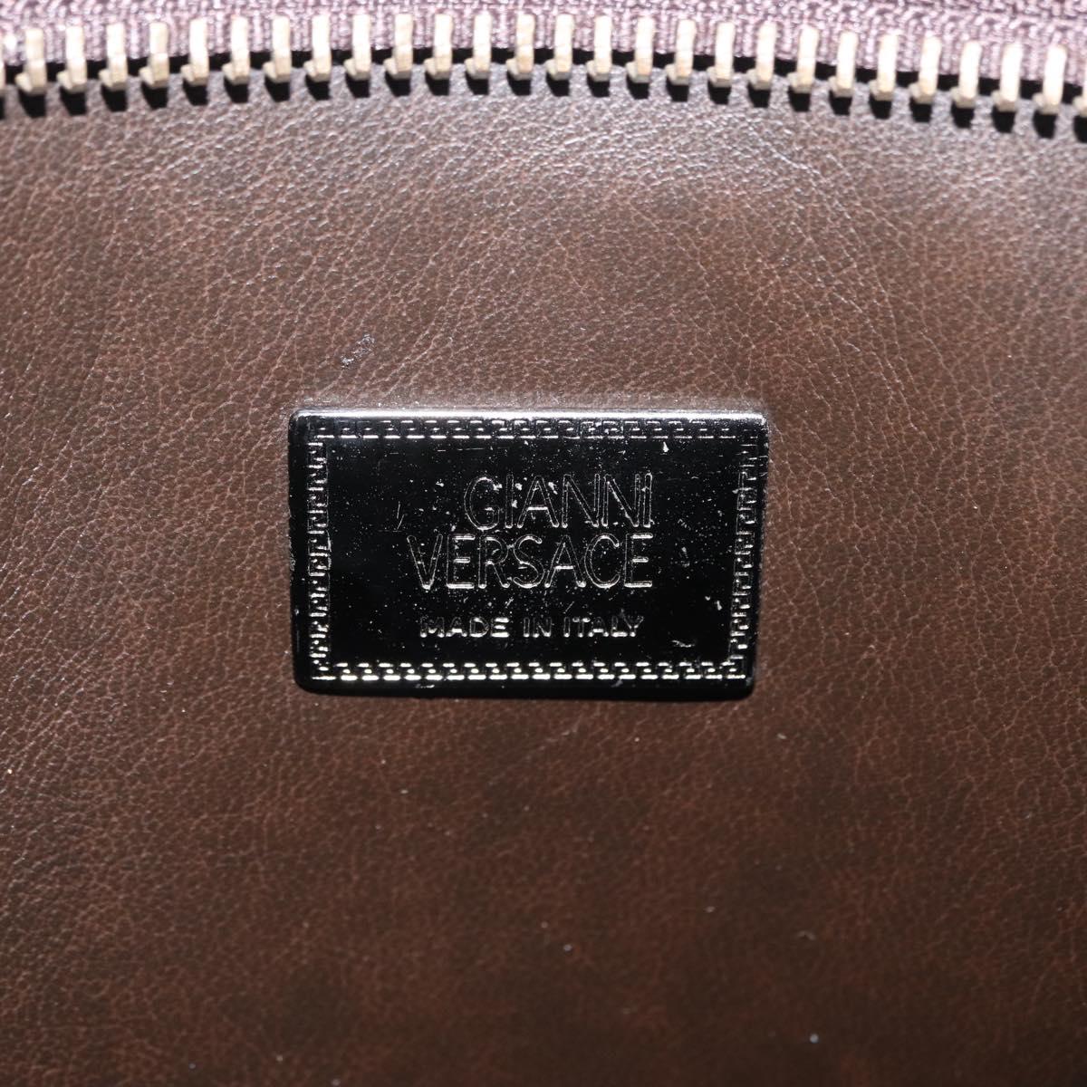 Gianni Versace Clutch Bag Leather Brown Auth bs37217