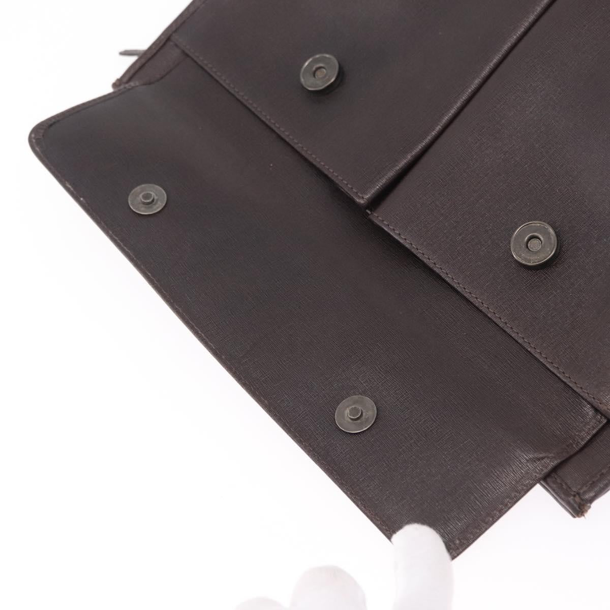 Gianni Versace Clutch Bag Leather Brown Auth bs37217