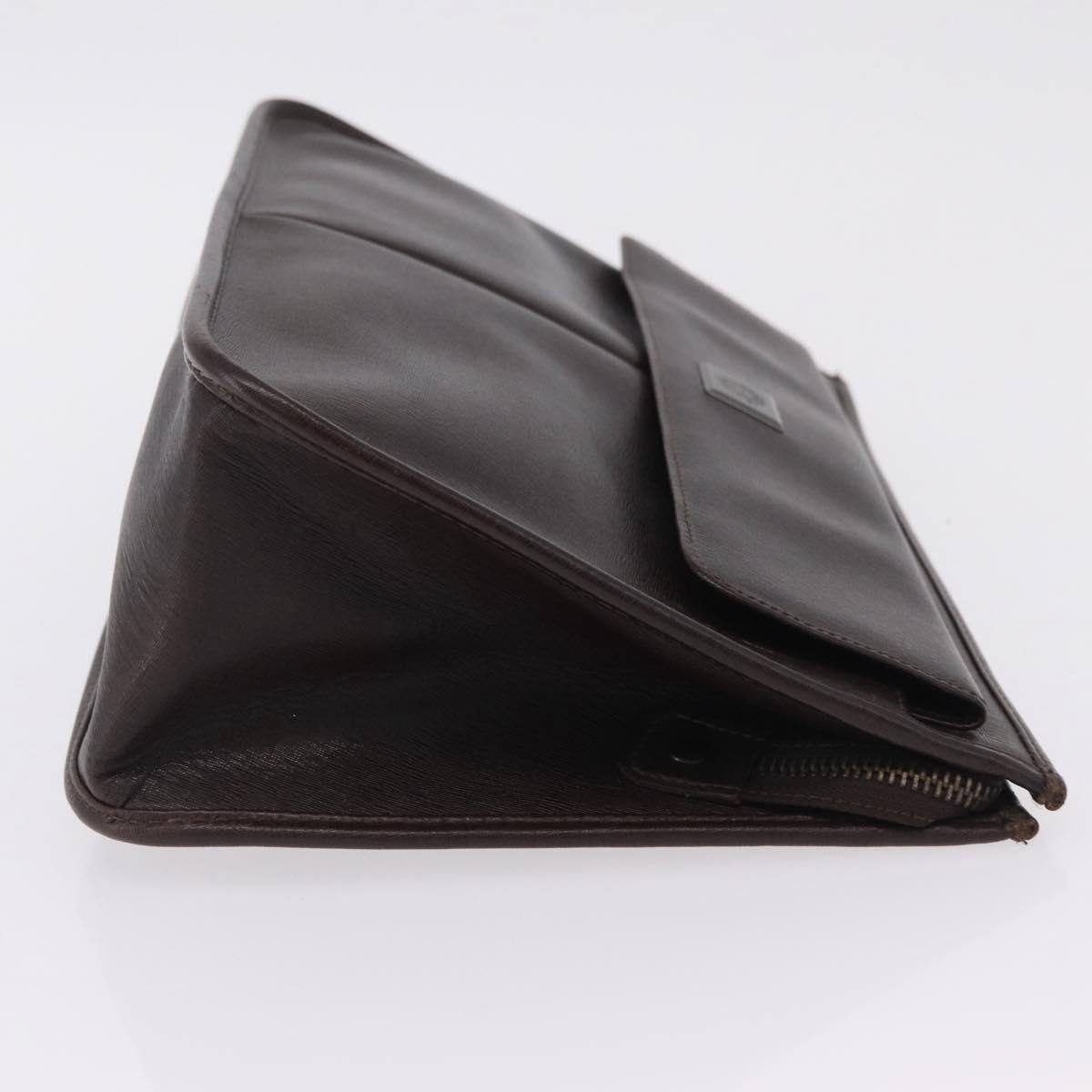 Gianni Versace Clutch Bag Leather Brown Auth bs37217