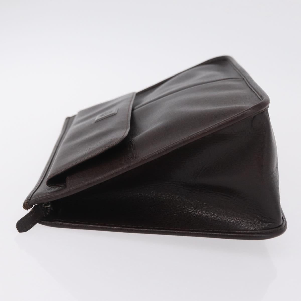 Gianni Versace Clutch Bag Leather Brown Auth bs37217
