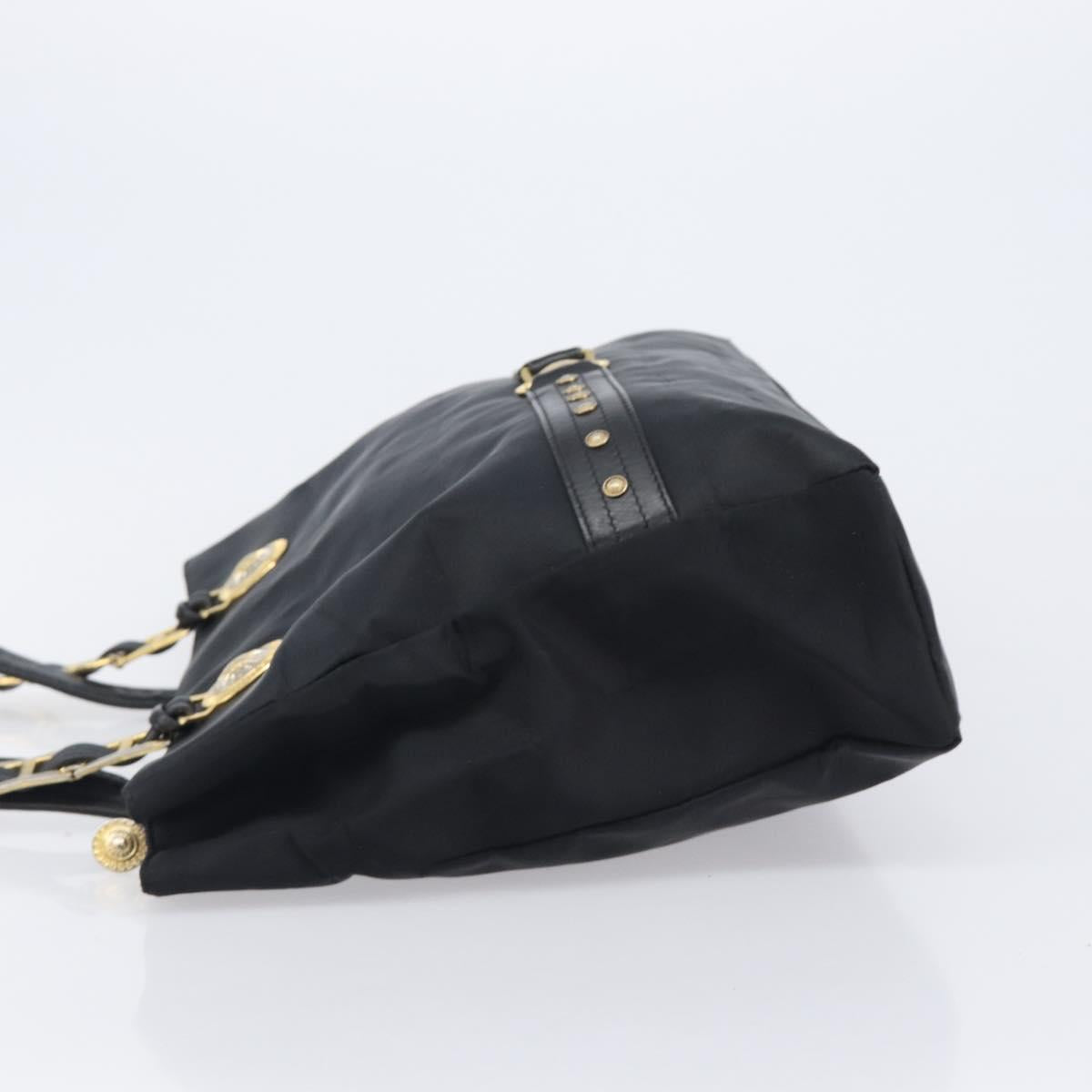 Gianni Versace Tote Bag Nylon Navy Gold Auth bs37218