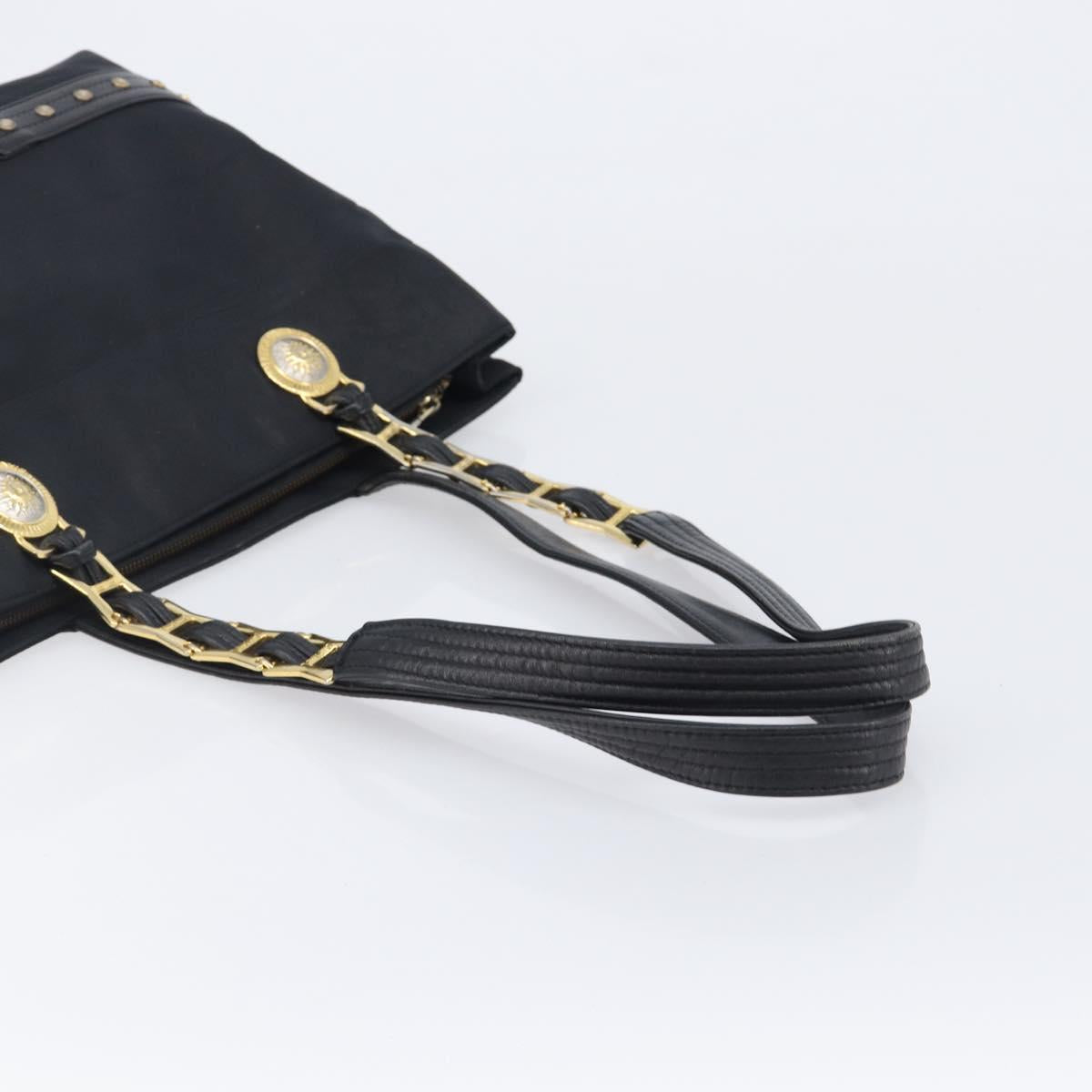 Gianni Versace Tote Bag Nylon Navy Gold Auth bs37218