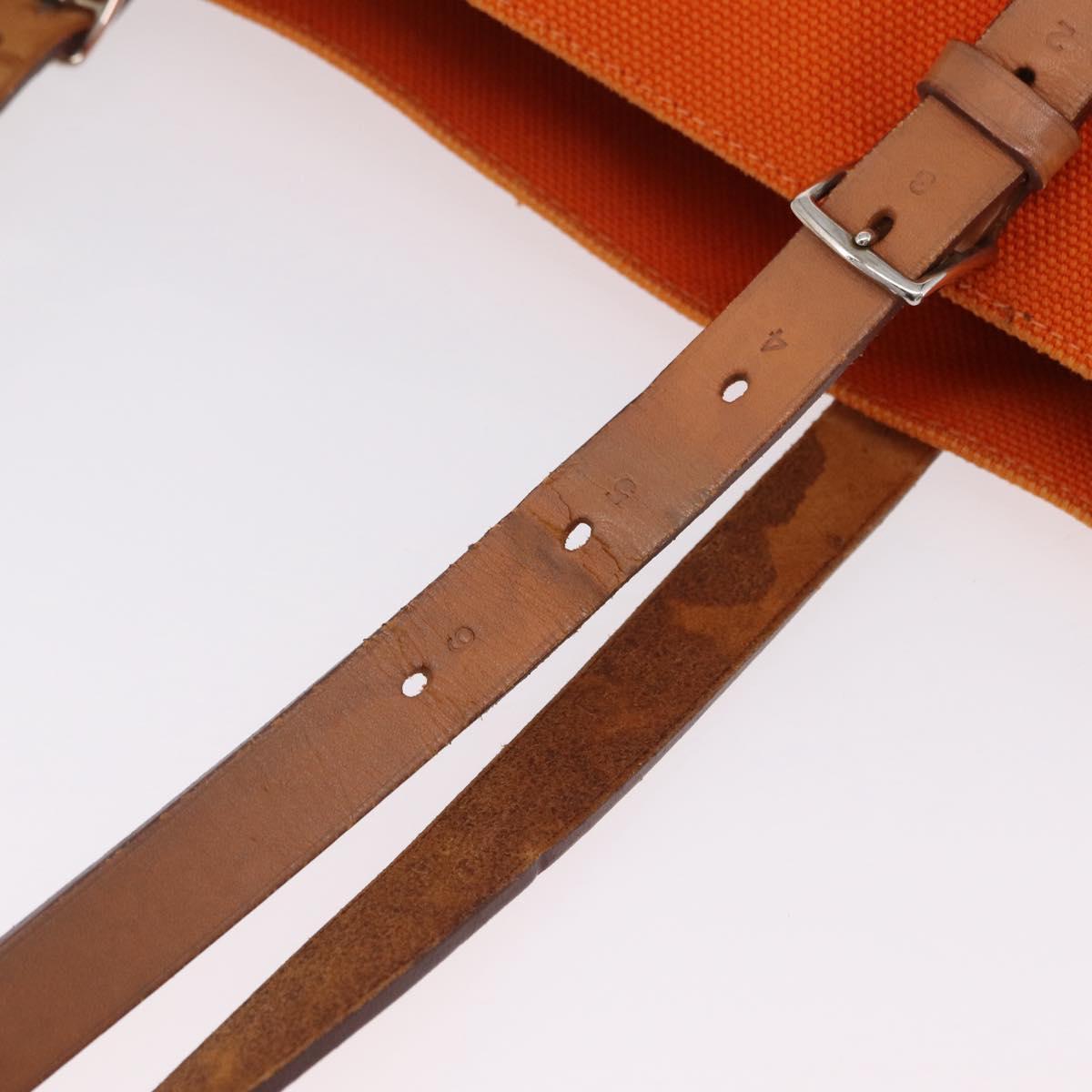 HERMES Etriviere Elan Shoulder Bag Canvas Orange Silver Auth bs37219