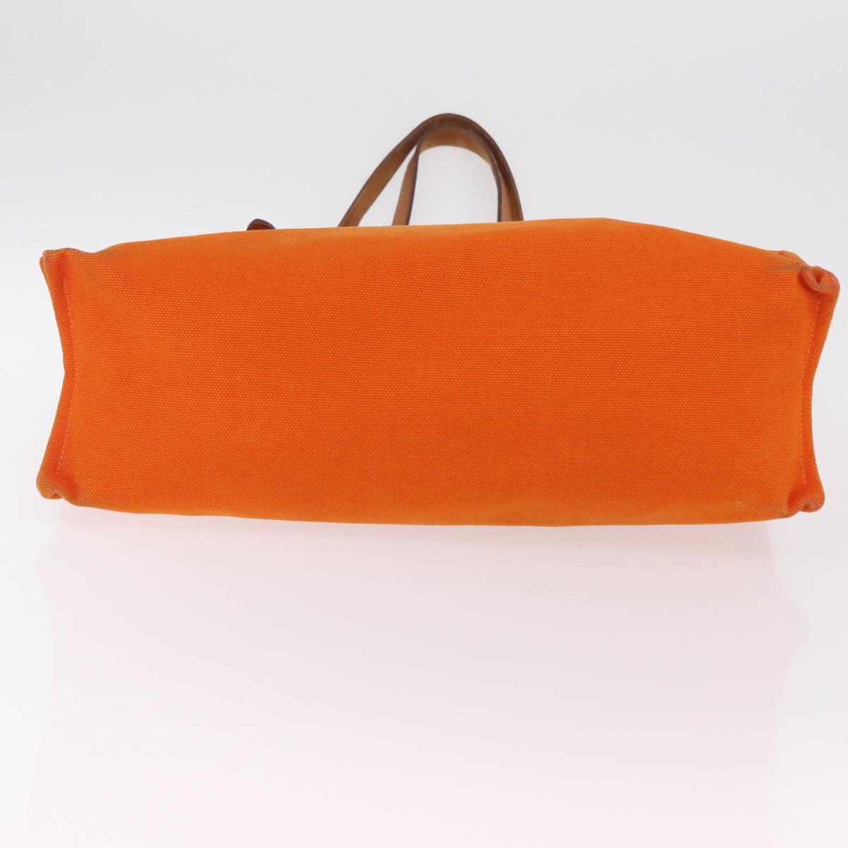 HERMES Etriviere Elan Shoulder Bag Canvas Orange Silver Auth bs37219