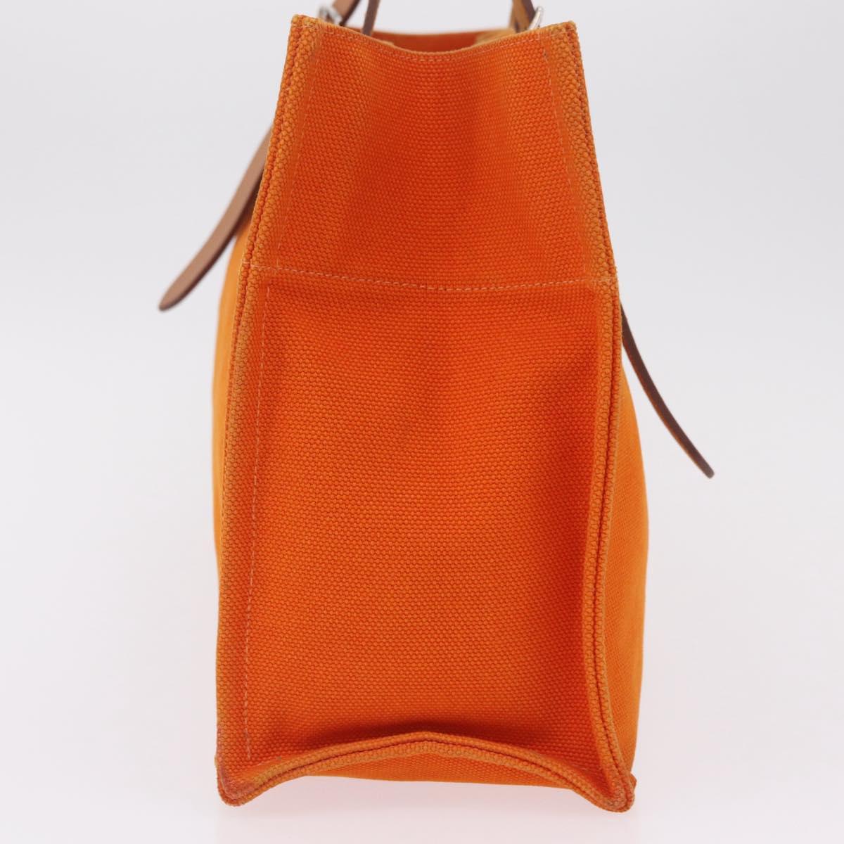 HERMES Etriviere Elan Shoulder Bag Canvas Orange Silver Auth bs37219