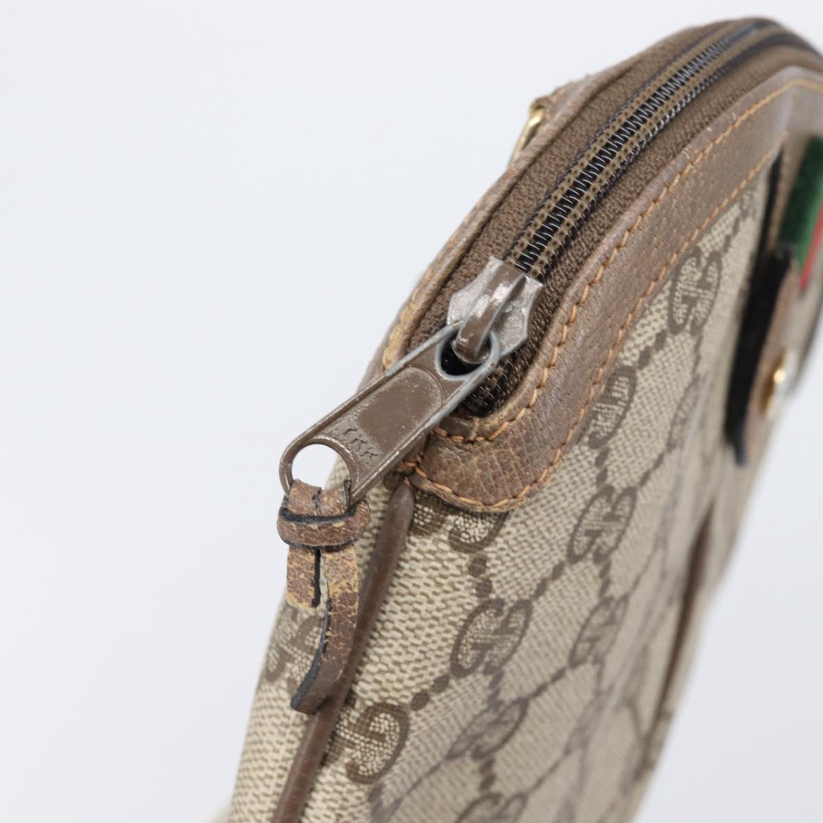 GUCCI GG Supreme Web Sherry Line Bag PVC Beige Gold 904 02 047 Auth bs37222