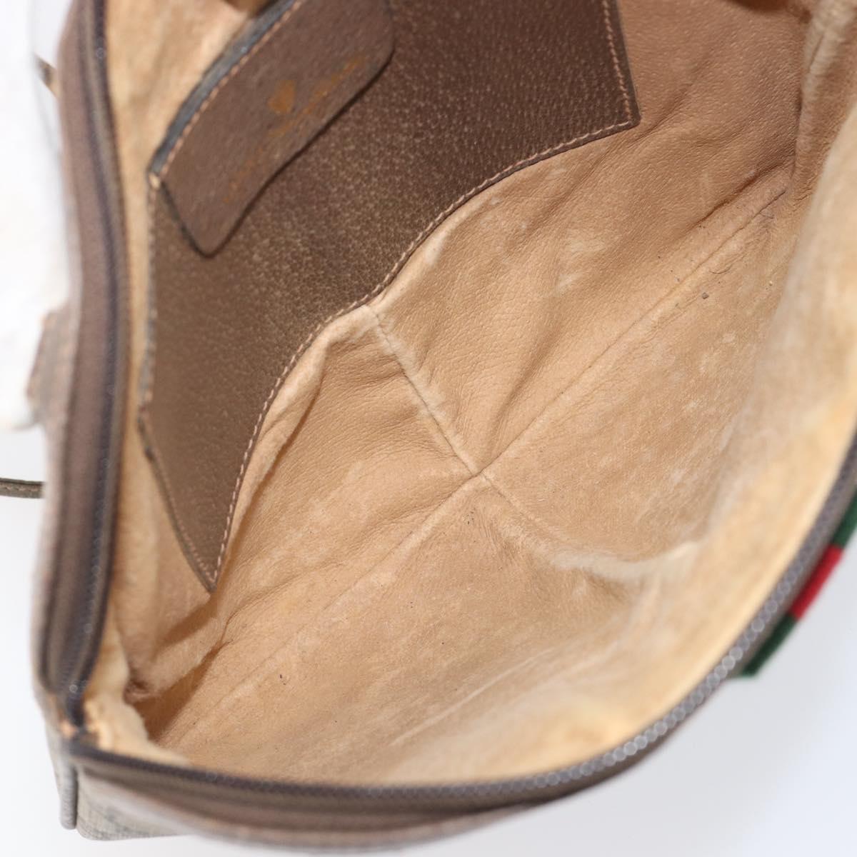 GUCCI GG Supreme Web Sherry Line Bag PVC Beige Gold 904 02 047 Auth bs37222