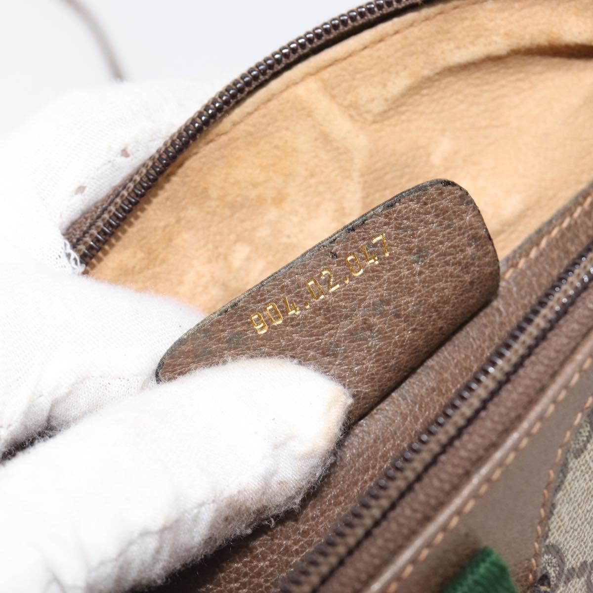 GUCCI GG Supreme Web Sherry Line Bag PVC Beige Gold 904 02 047 Auth bs37222