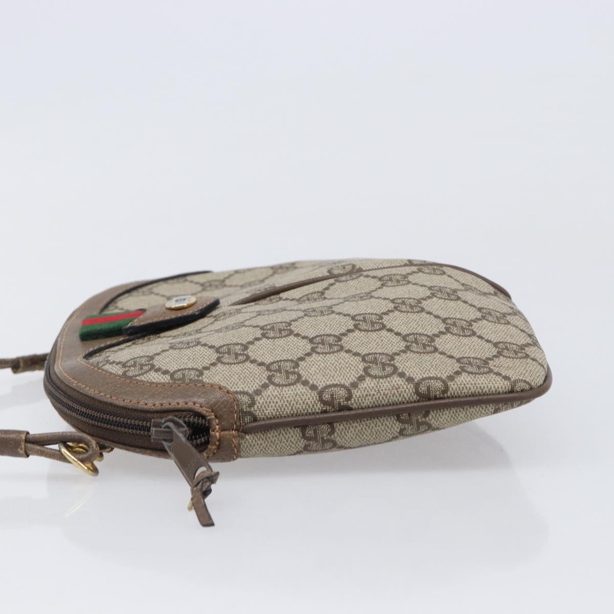 GUCCI GG Supreme Web Sherry Line Bag PVC Beige Gold 904 02 047 Auth bs37222