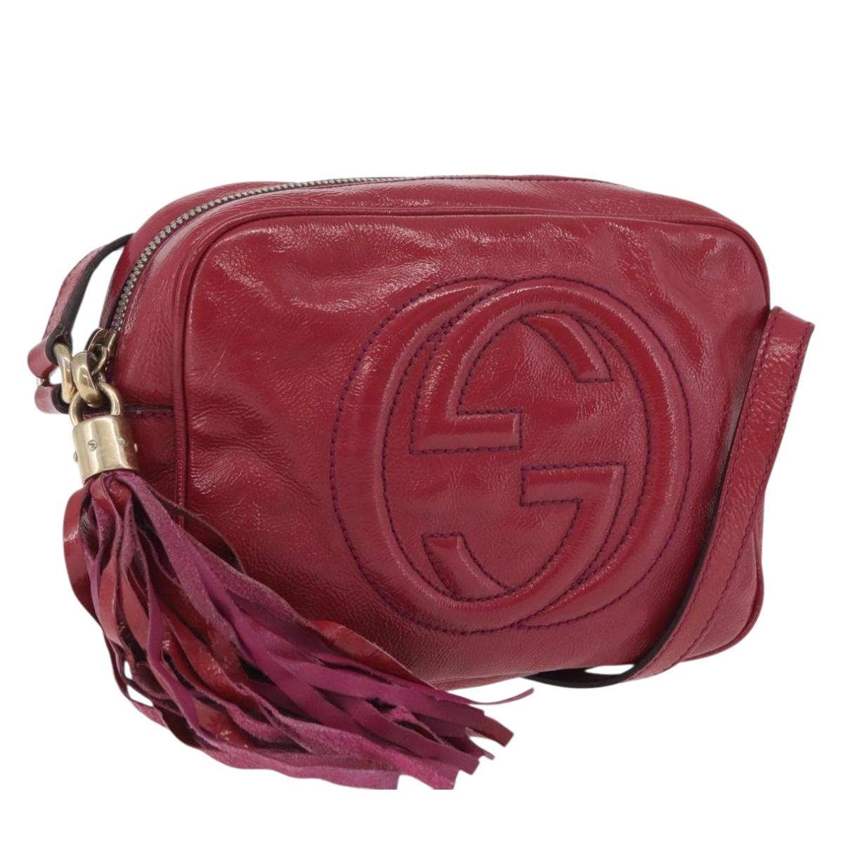 GUCCI Shoulder Bag Patent leather Pink Gold 308364 Auth bs37224