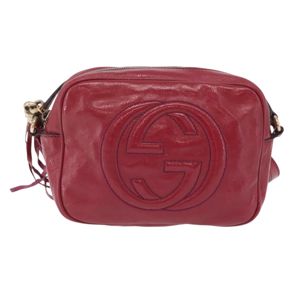 GUCCI Shoulder Bag Patent leather Pink Gold 308364 Auth bs37224