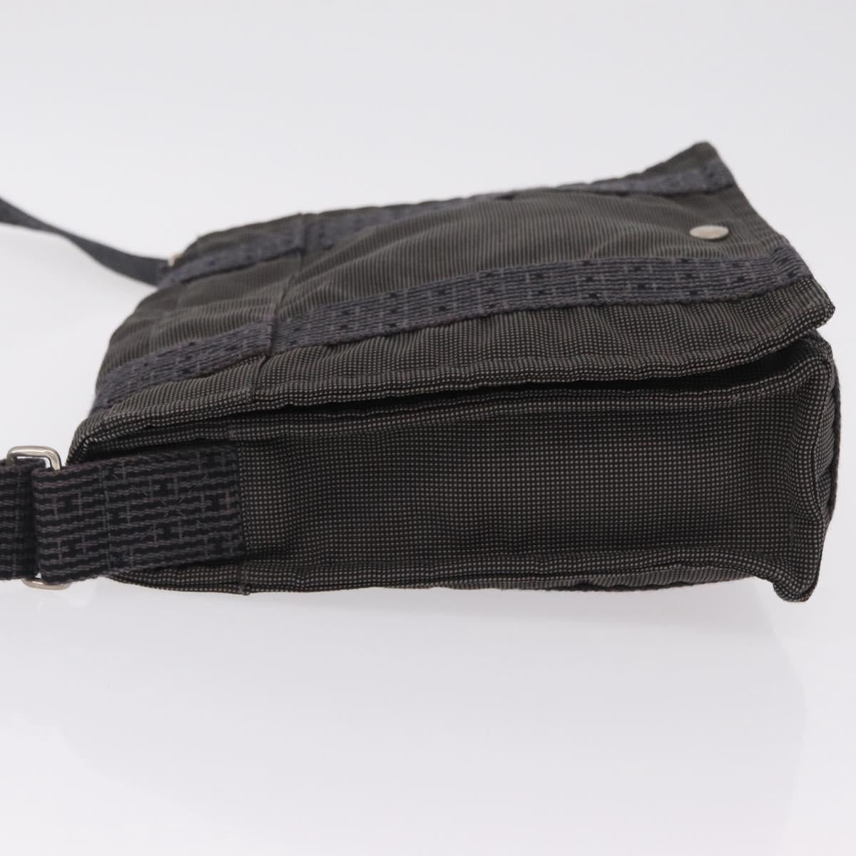 HERMES Her Line Bassus PM Shoulder Bag Canvas Gray Auth bs37227