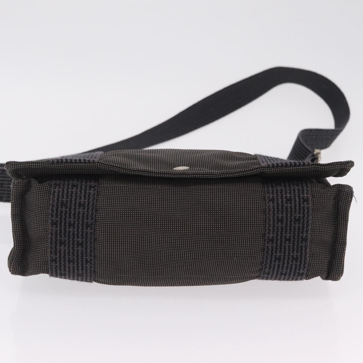 HERMES Her Line Bassus PM Shoulder Bag Canvas Gray Auth bs37227