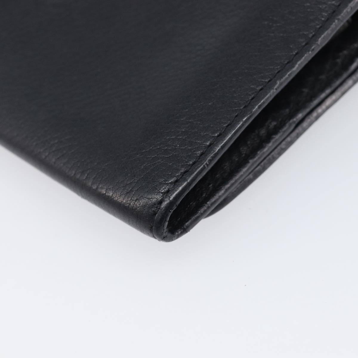 CELINE Long Wallet Leather Gold Black Auth bs37228
