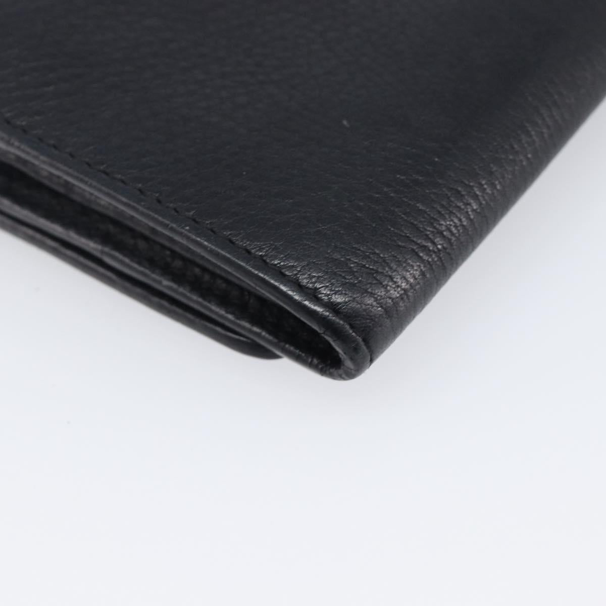 CELINE Long Wallet Leather Gold Black Auth bs37228