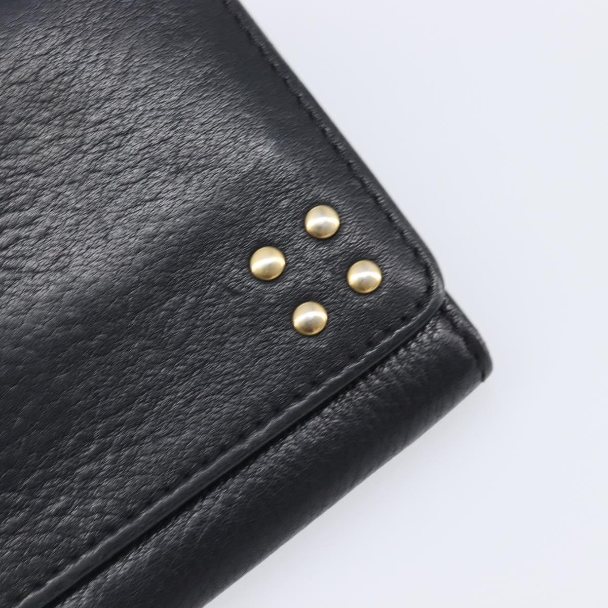 CELINE Long Wallet Leather Gold Black Auth bs37228