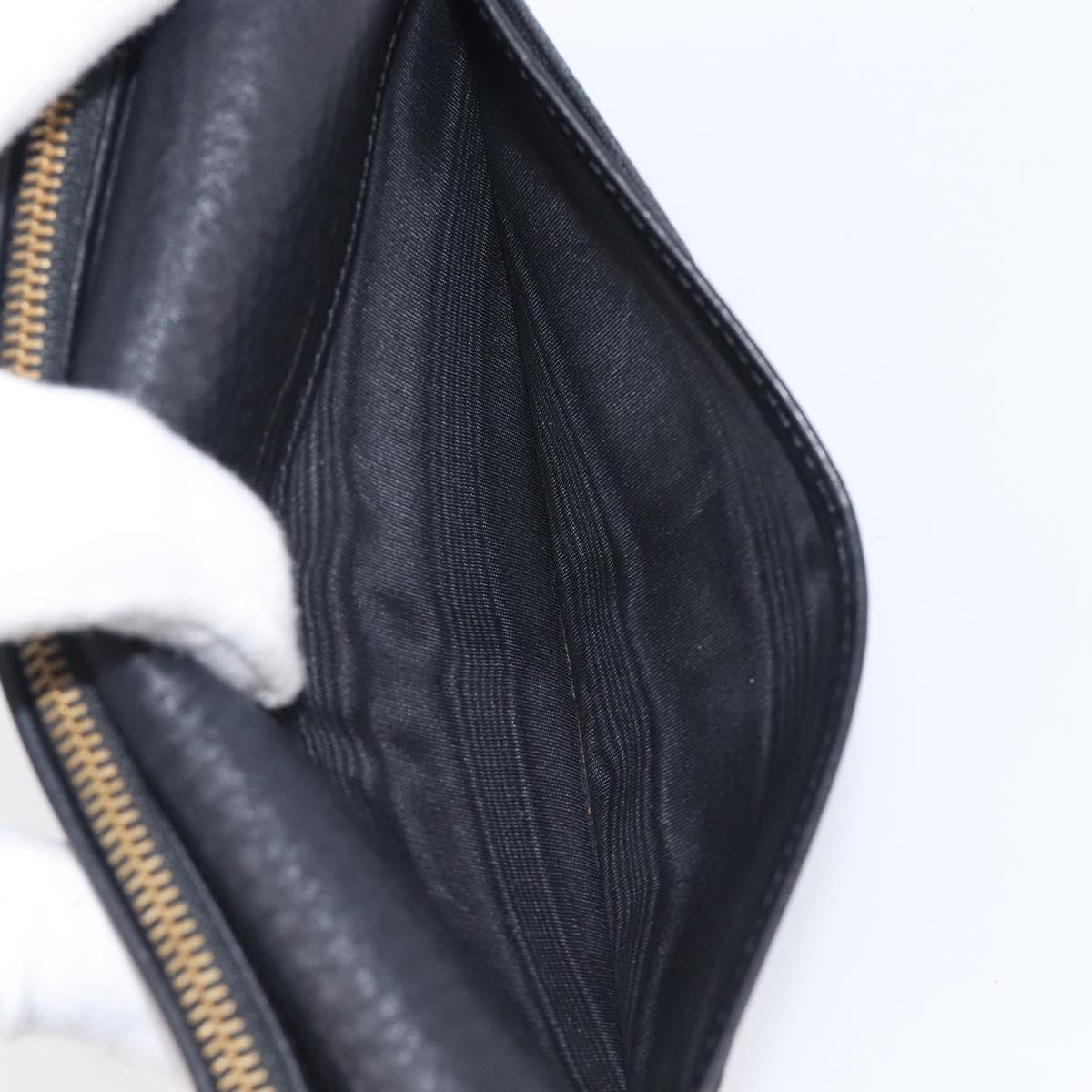 CELINE Long Wallet Leather Gold Black Auth bs37228