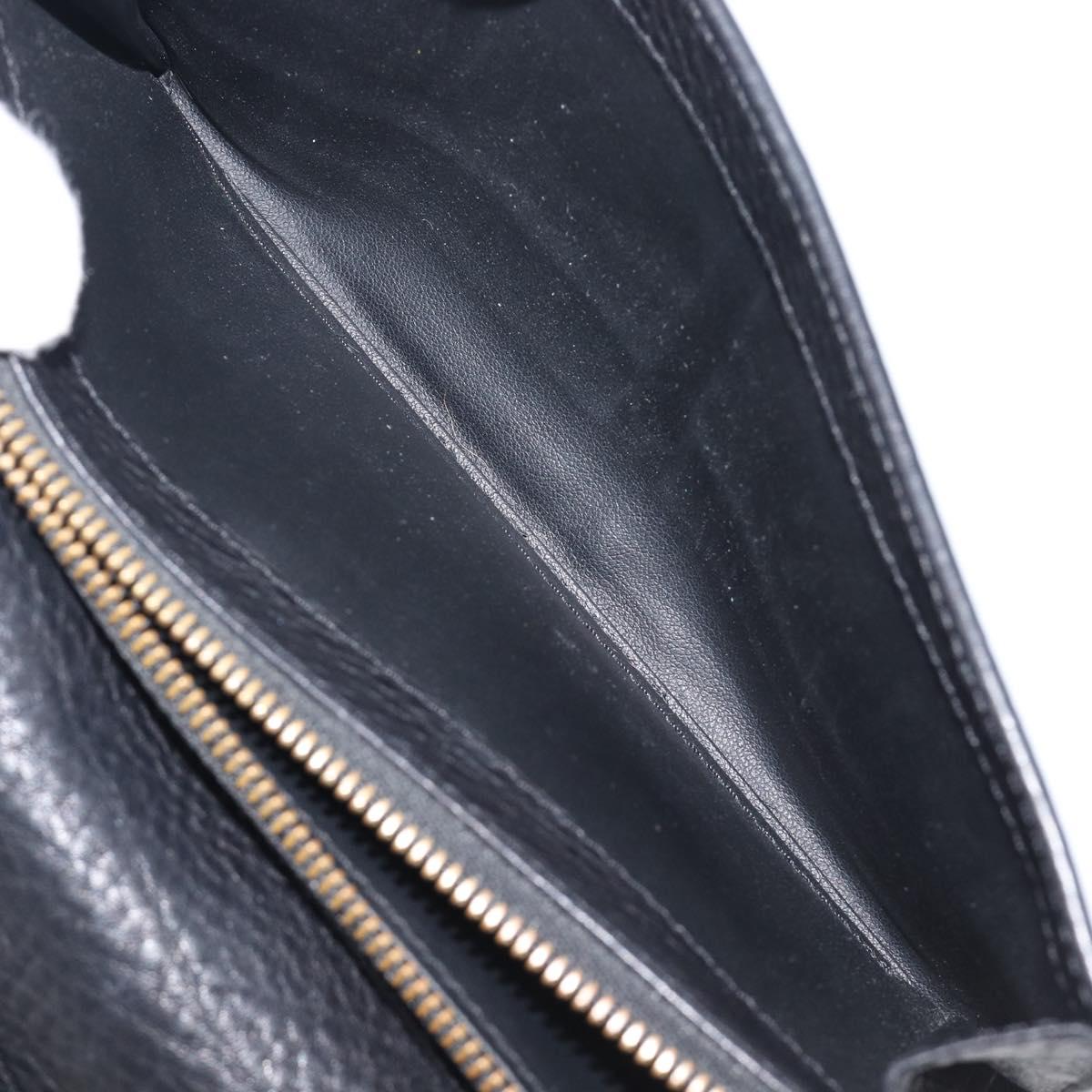 CELINE Long Wallet Leather Gold Black Auth bs37228