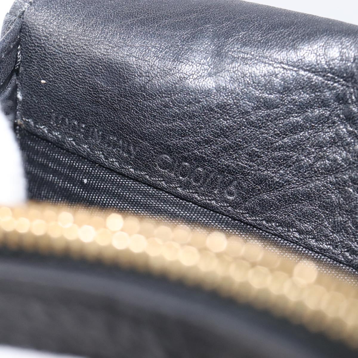 CELINE Long Wallet Leather Gold Black Auth bs37228