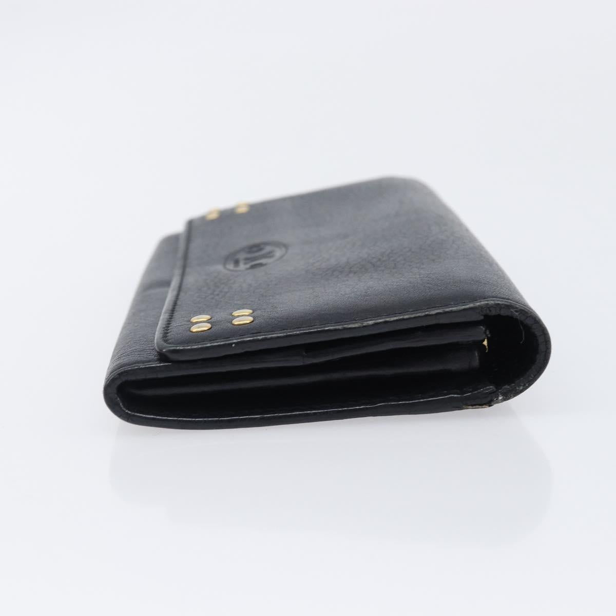 CELINE Long Wallet Leather Gold Black Auth bs37228