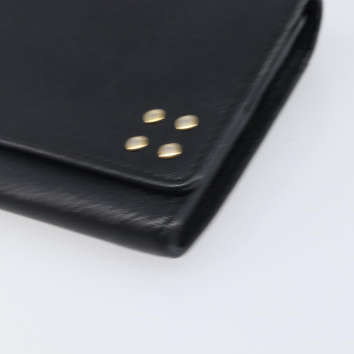 CELINE Long Wallet Leather Gold Black Auth bs37228