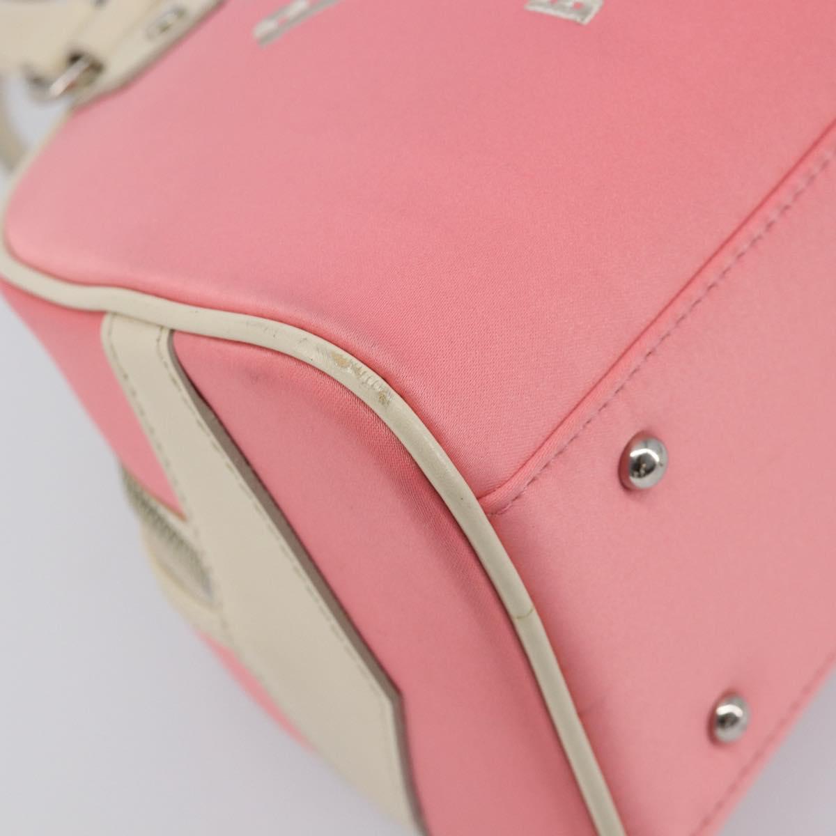 BURBERRY Hand Bag Nylon Pink Silver Auth bs37234