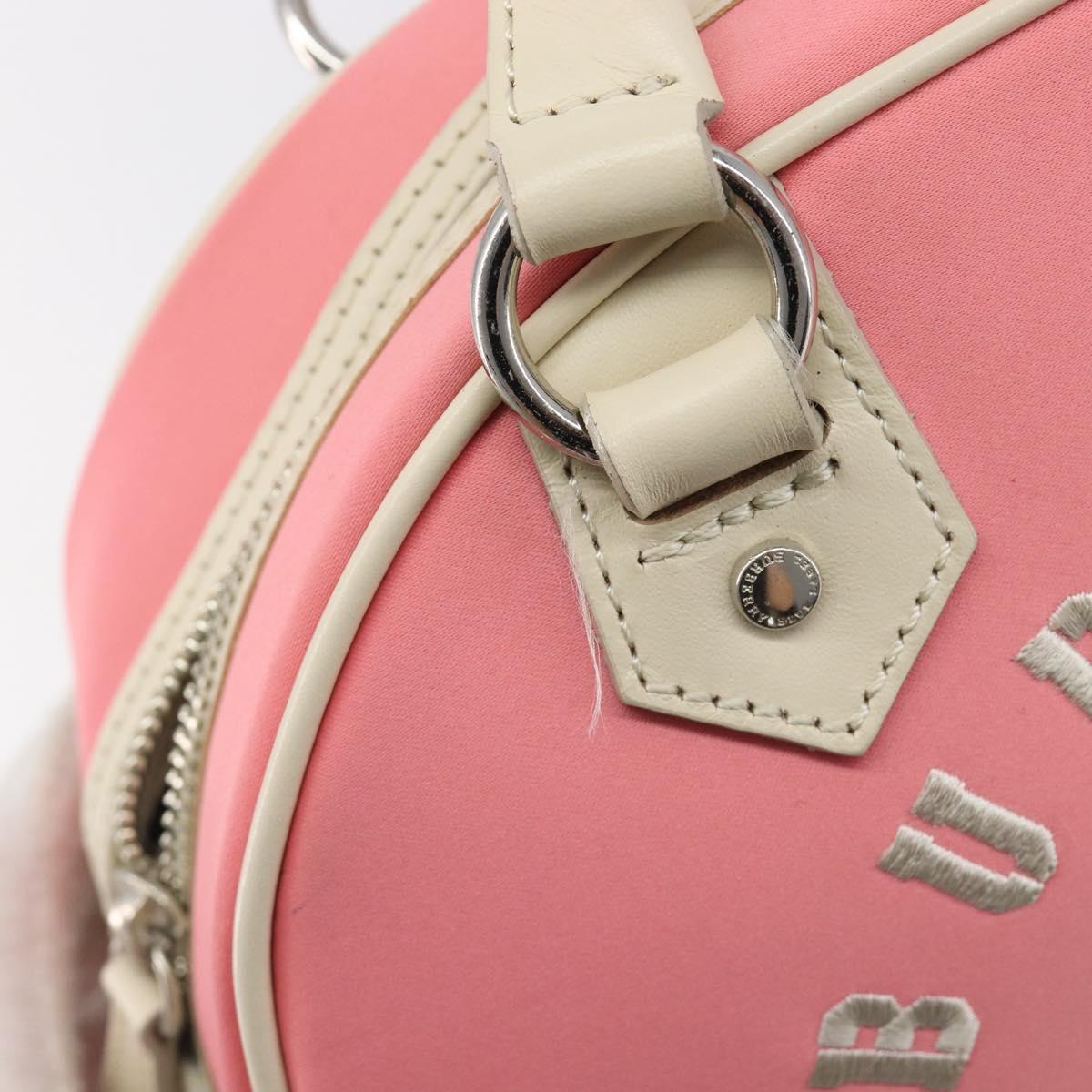 BURBERRY Hand Bag Nylon Pink Silver Auth bs37234