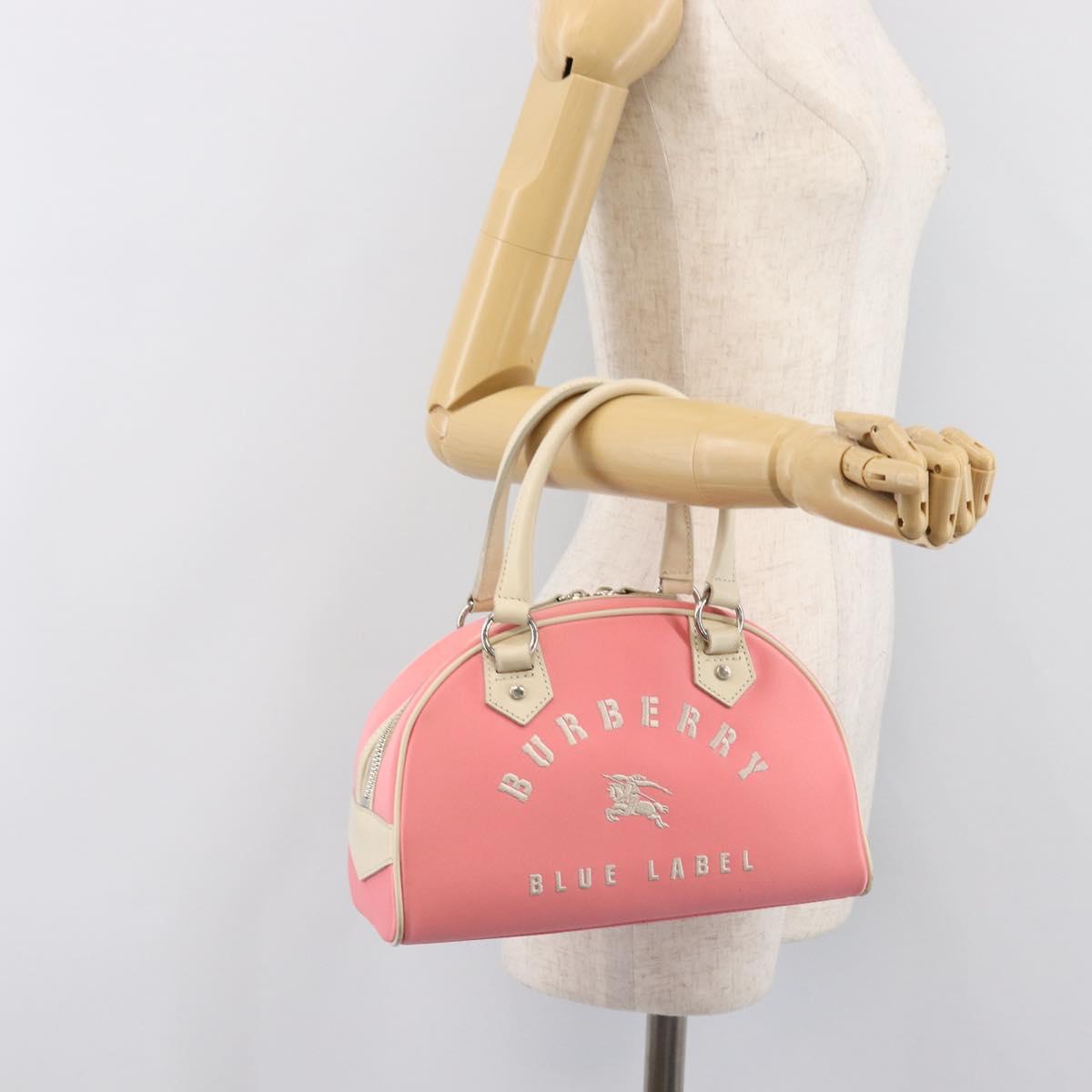 BURBERRY Hand Bag Nylon Pink Silver Auth bs37234