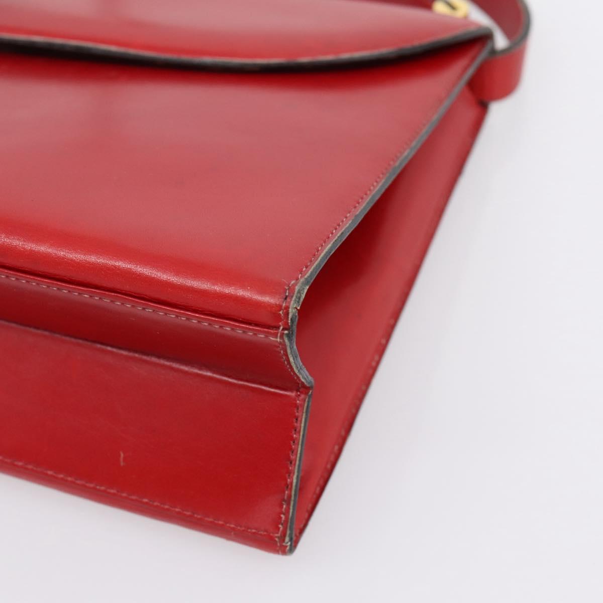 Christian Dior Hand Bag Leather 2way Red Gold Tone Auth bs37235