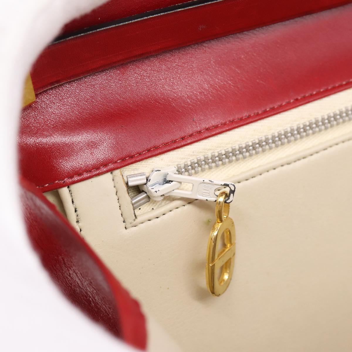 Christian Dior Hand Bag Leather 2way Red Gold Tone Auth bs37235