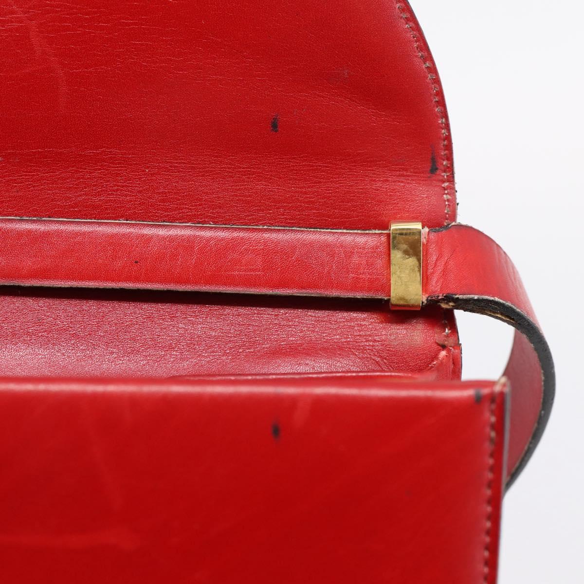 Christian Dior Hand Bag Leather 2way Red Gold Tone Auth bs37235