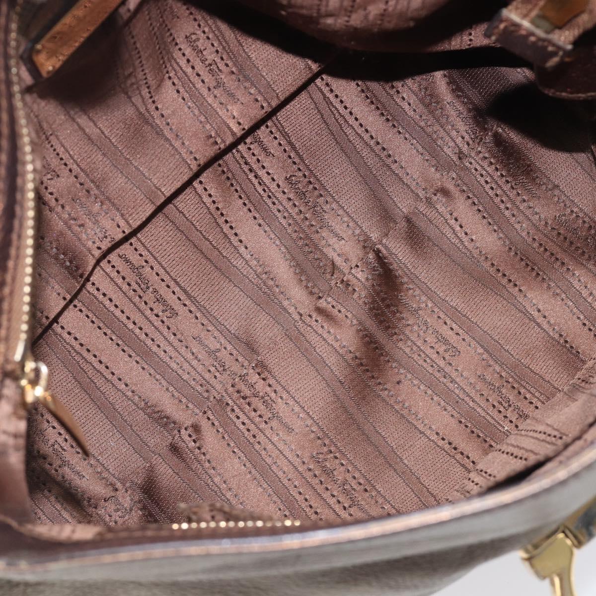 Salvatore Ferragamo Gancini Hand Bag Leather 2way Gold Auth bs37237