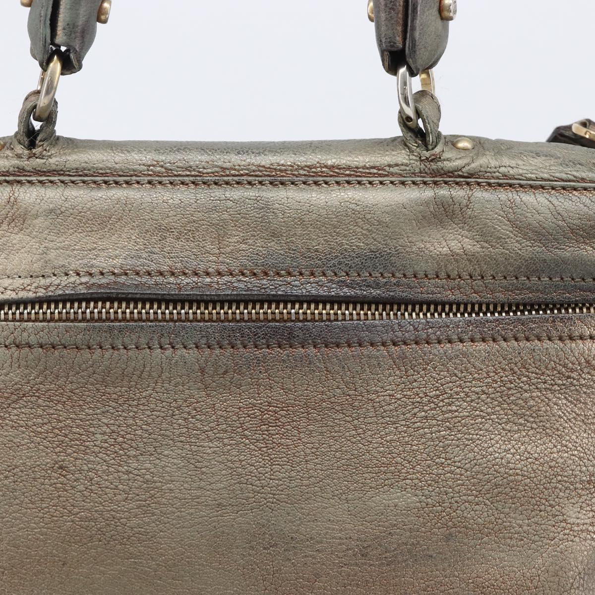 Salvatore Ferragamo Gancini Hand Bag Leather 2way Gold Auth bs37237