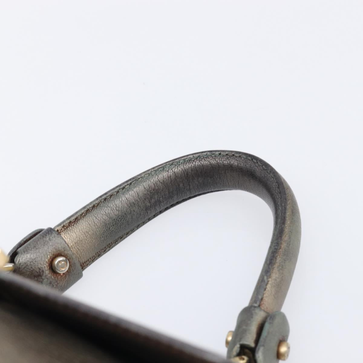 Salvatore Ferragamo Gancini Hand Bag Leather 2way Gold Auth bs37237