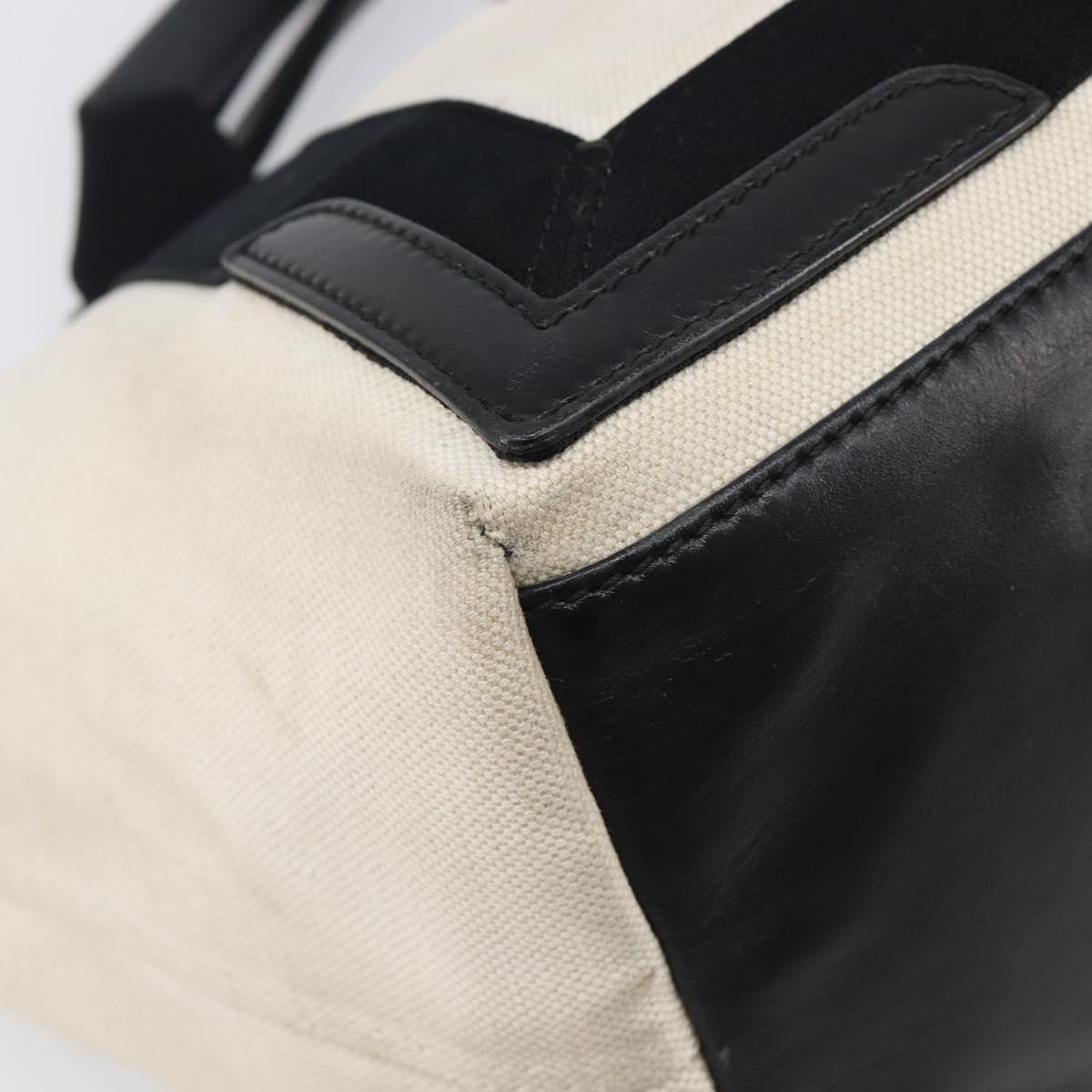 BALENCIAGA Navy Cabas Tote Bag Canvas White Black 339933 Auth bs37238