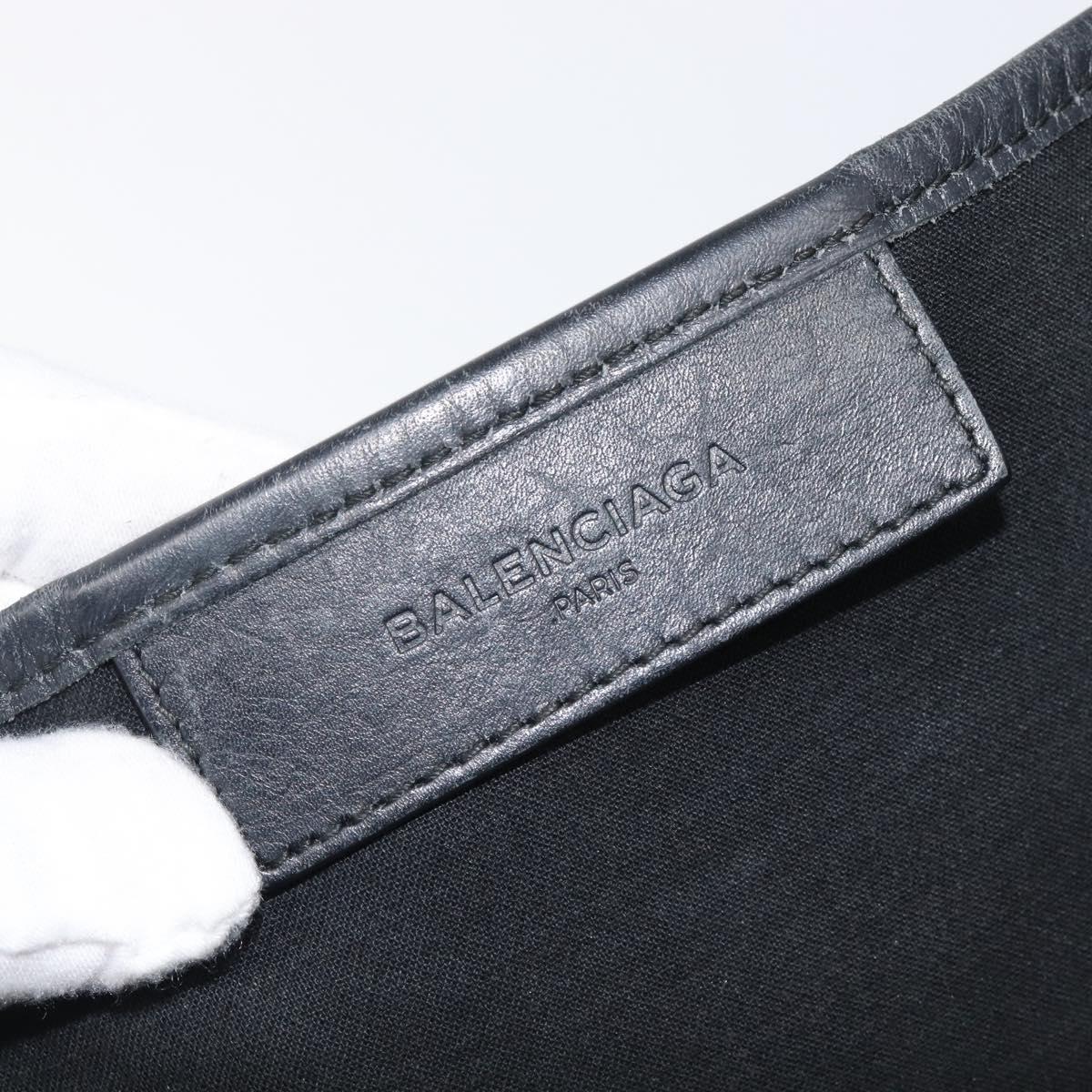 BALENCIAGA Navy Cabas Tote Bag Canvas White Black 339933 Auth bs37238