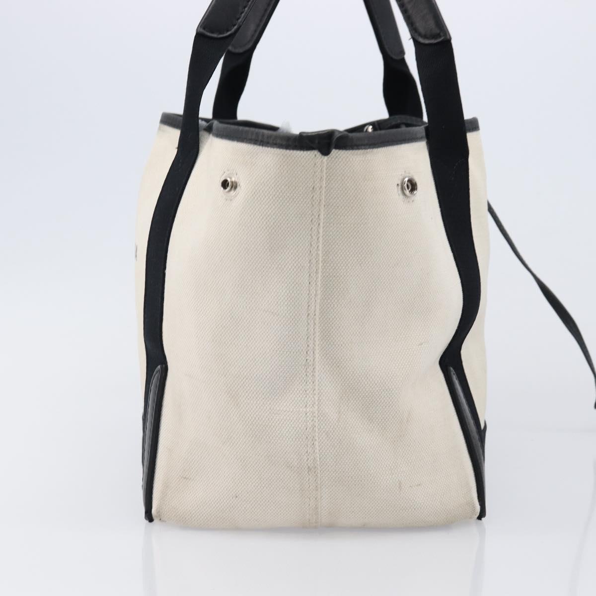 BALENCIAGA Navy Cabas Tote Bag Canvas White Black 339933 Auth bs37238