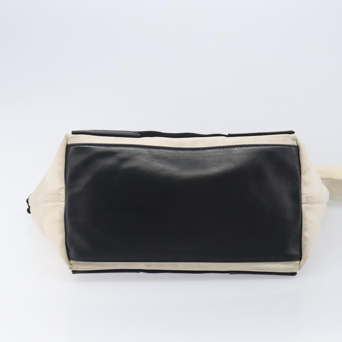 BALENCIAGA Navy Cabas Tote Bag Canvas White Black 339933 Auth bs37238